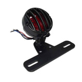 Motorcycle Grille Taillights LED Rear Fender Tail Brake Light License Plate Holder for Harley Chopper Cafe Racer Rear Stop Lamp - pazoma