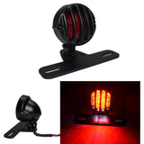 Motorcycle Grille Taillights LED Rear Fender Tail Brake Light License Plate Holder for Harley Chopper Cafe Racer Rear Stop Lamp - pazoma