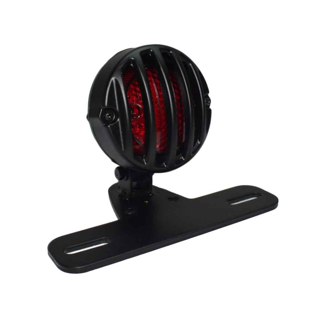 Motorcycle Grille Taillights LED Rear Fender Tail Brake Light License Plate Holder for Harley Chopper Cafe Racer Rear Stop Lamp - pazoma