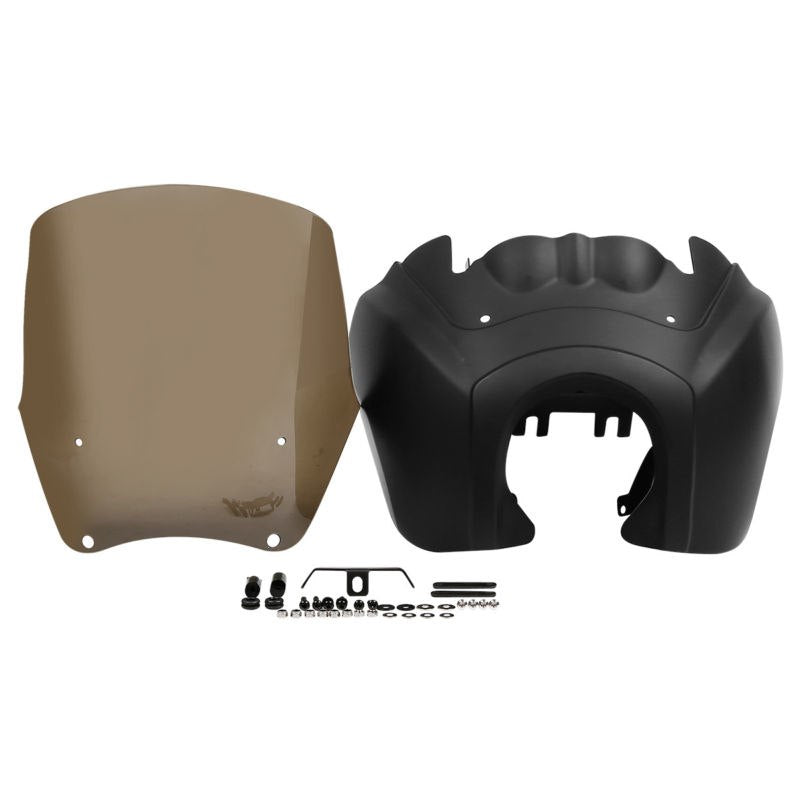 T-sport Front Headlight Fairing Windshield Harley Dyna Low Rider Super Wide Glide Fat Street Bob FXDL FXDXT W/Headlight Relocation Block - pazoma