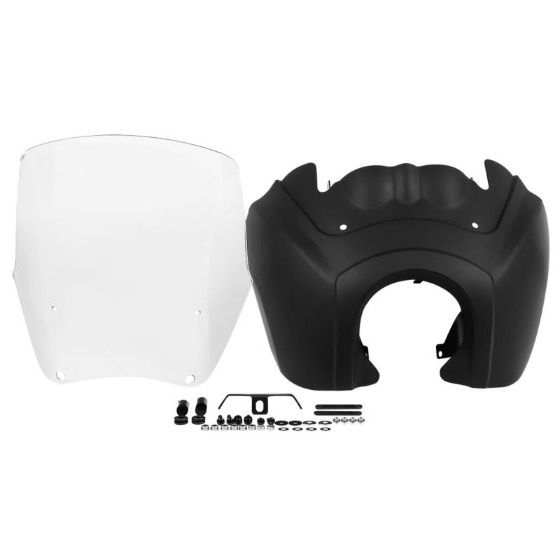 T-sport Front Headlight Fairing Windshield Harley Dyna Low Rider Super Wide Glide Fat Street Bob FXDL FXDXT W/Headlight Relocation Block - pazoma