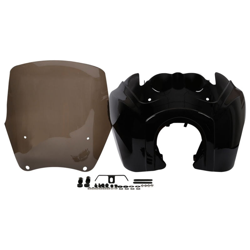 T-sport Front Headlight Fairing Windshield Harley Dyna Low Rider Super Wide Glide Fat Street Bob FXDL FXDXT W/Headlight Relocation Block - pazoma