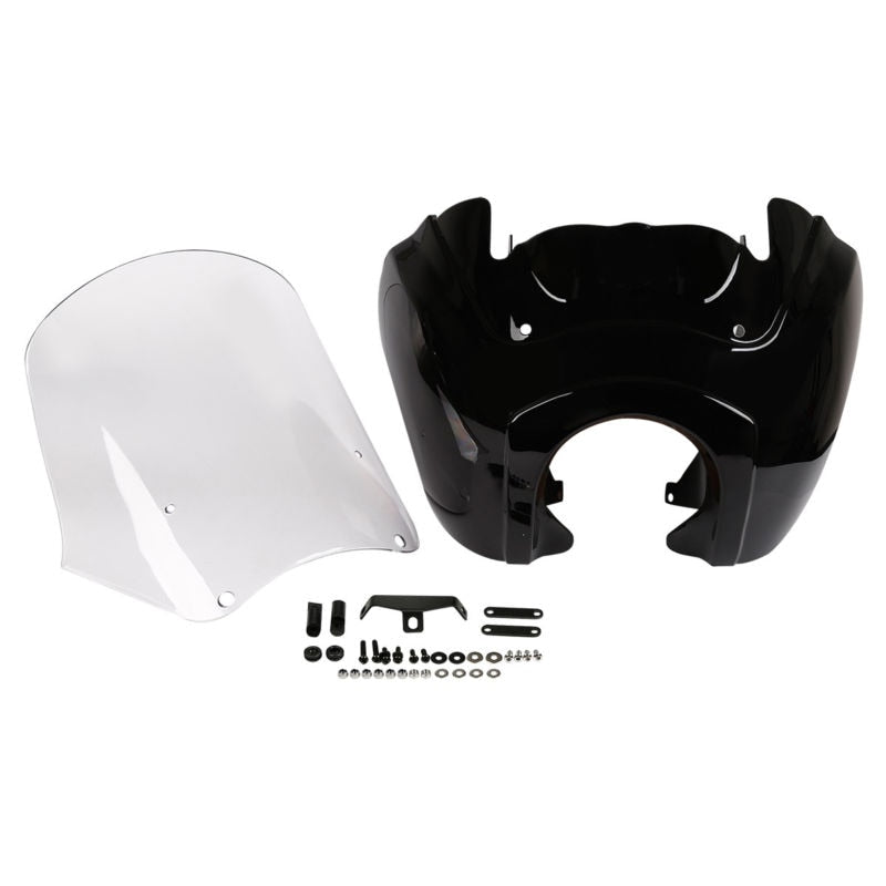 T-sport Front Headlight Fairing Windshield Harley Dyna Low Rider Super Wide Glide Fat Street Bob FXDL FXDXT W/Headlight Relocation Block - pazoma