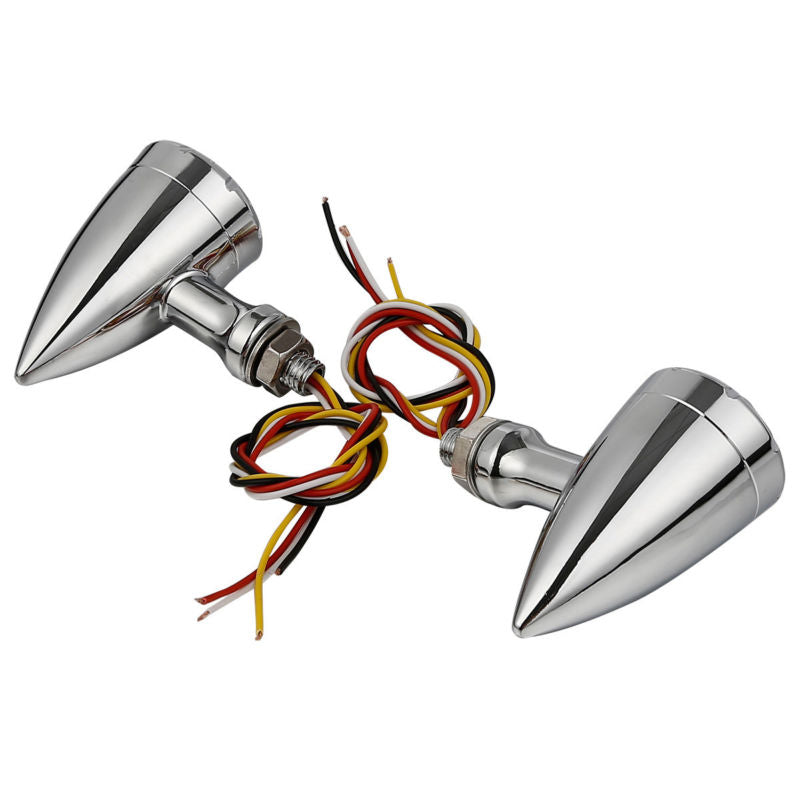 Motorcycle Flashing LED Turn Signals Brake Blinker Light 12v For Harley Chopper Cruiser Bobber Cafe Racer Black Indicator Light - pazoma