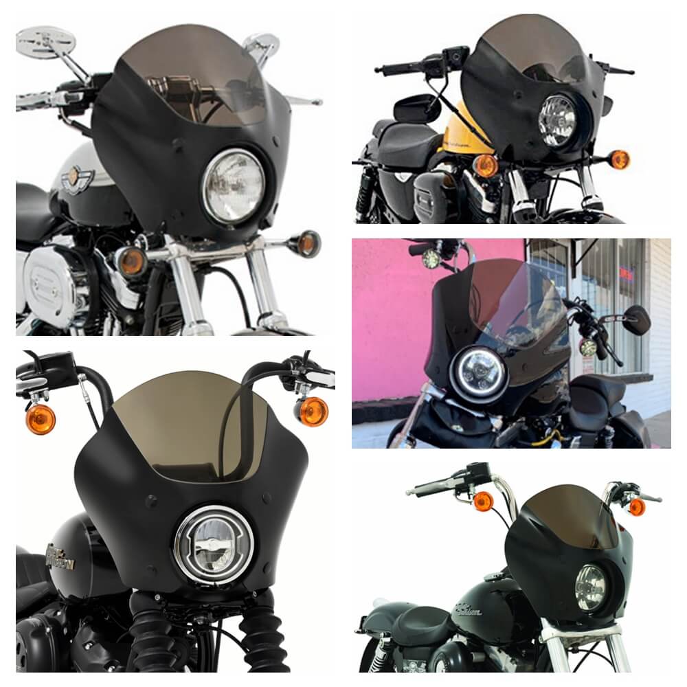 Headlight Gauntlet Front Fairing Windshield Kit For Harley Dyna Softail Street Bob Sportster XL 883 1200 Street XG500 750 1986-2020 - pazoma