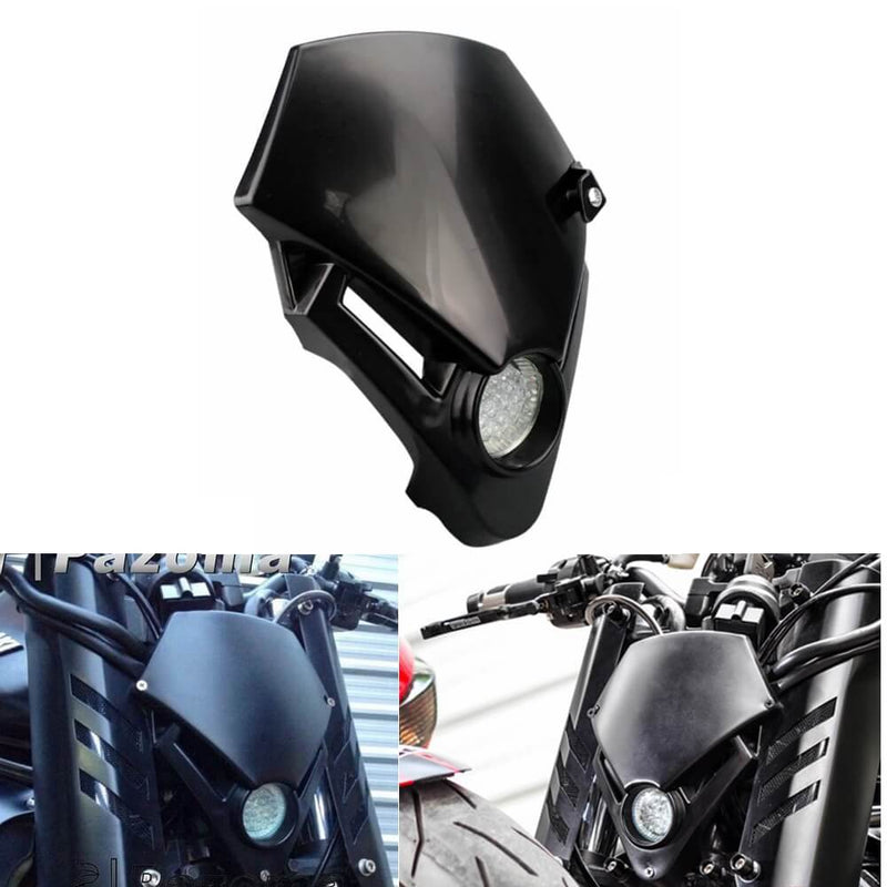 Black Headlamp Mini Motorcycle Streetfighter Enduro Headlight LED For GSX ZXR CBR CBF Hornet Fazer - pazoma
