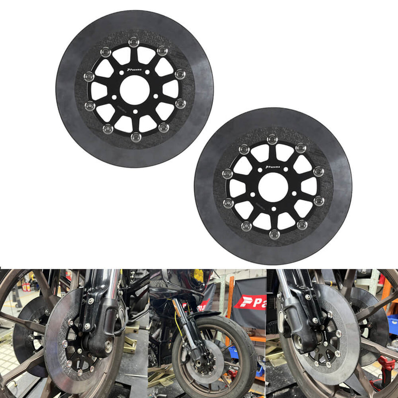 11.8" Floating Carbon Ceramic Matrix Composite Brake Rotor Discs For Harley Touring Street Road Glide Softail Dyna Sportster 2006-2026 - pazoma