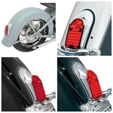 12V Motorcycle Metal Chrome Red Rear LED Universal Slimline Low Profile Tombstone Brake Tail Light For Harley Cafe Racer Chopper Bobber