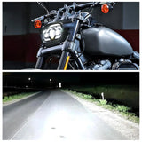 '18-'25 Harley M8 Softail Fat Bob 114 FXFB FXFBS LED Headlight With White DRL High/Low Beam Projector Headlamp - pazoma