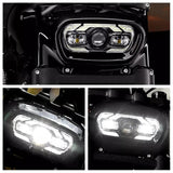 '18-'25 Harley M8 Softail Fat Bob 114 FXFB FXFBS LED Headlight With White DRL High/Low Beam Projector Headlamp - pazoma