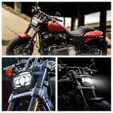 '18-'25 Harley M8 Softail Fat Bob 114 FXFB FXFBS LED Headlight With White DRL High/Low Beam Projector Headlamp - pazoma