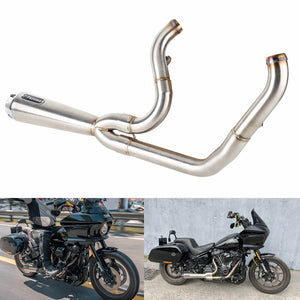 2-into-1 Full Complete Exhaust System Stainless Steel Muffler For Harley Softail Low Rider S ST EI Diablo Street Bob Standard 2018-2024 - pazoma