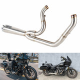 2-into-1 Full Complete Exhaust System Stainless Steel Muffler For Harley Softail FXLR FXLRS FXLRST FXRST FXST FXBB FXBBS 2018-2024 - pazoma