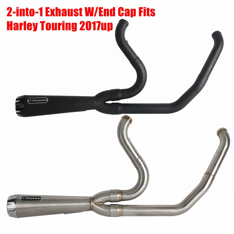 2-into-1 Full Complete Exhaust System Stainless Steel Muffler For Harley Touring M8 Bagger FLH Street Road Glide Road King 2017up - pazoma