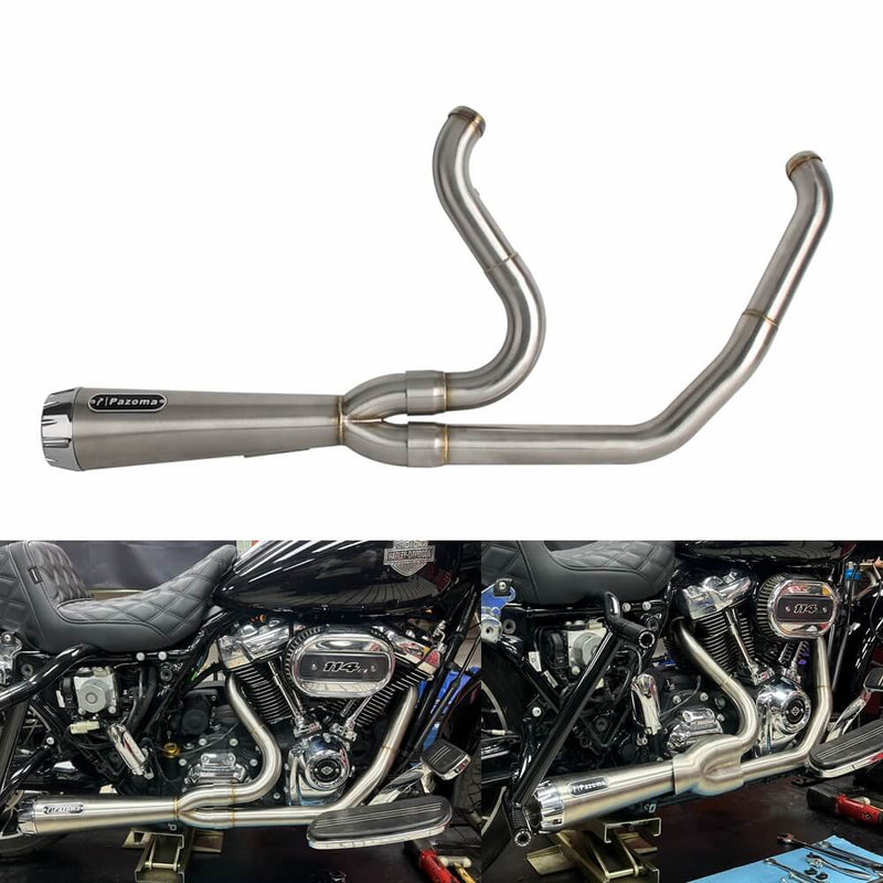 2-into-1 Full Complete Exhaust System Stainless Steel Muffler For Harley Touring M8 Bagger FLH Street Road Glide Road King 2017up - pazoma