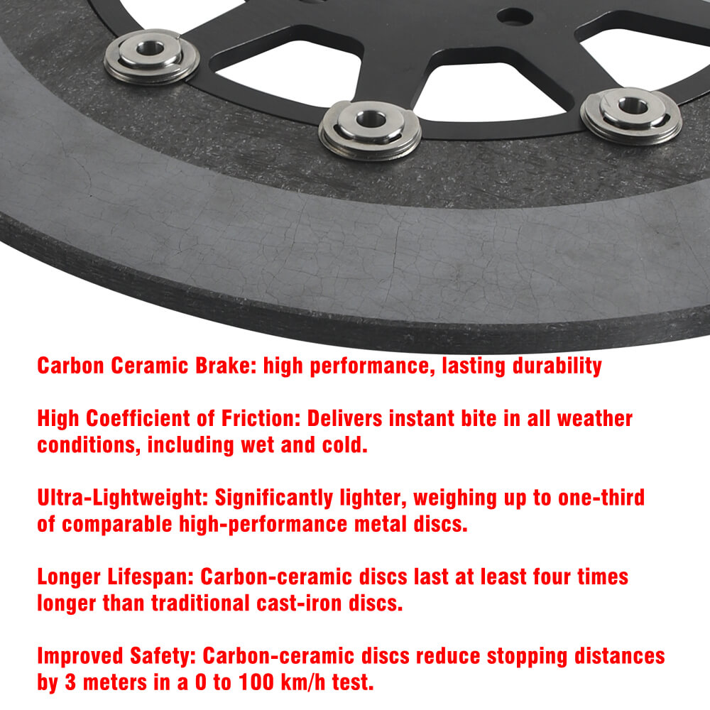 ceramic disc motorcycle helmet 11.8" Floating Carbon Ceramic Matrix Composite Brake Rotor Discs For Harley Touring Street Road Glide Softail Dyna Sportster 2006-2026 3 PCS / Black