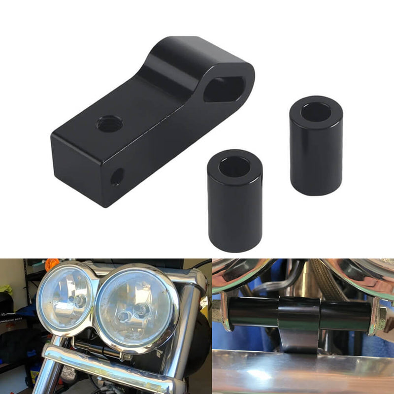 2008-2017 Harley Dyna Fat Bob FXDF Dual Headlight Extension Relocation Block Custom Fairing Light Bracket - pazoma