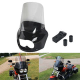 2008-2017 Harley Dyna Fat Bob FXDF Dual Headlight Fairing Windshield w/ Headlight Relocation Block Club Style Front Fairing - pazoma
