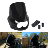 2008-2017 Harley Dyna Fat Bob FXDF Dual Headlight Fairing Windshield w/ Headlight Relocation Block Club Style Front Fairing - pazoma