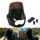 2008-2017 Harley Dyna Fat Bob FXDF Dual Headlight Fairing Windshield w/ Headlight Relocation Block Club Style Front Fairing - pazoma