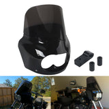 2008-2017 Harley Dyna Fat Bob FXDF Dual Headlight Fairing Windshield w/ Headlight Relocation Block Club Style Front Fairing - pazoma