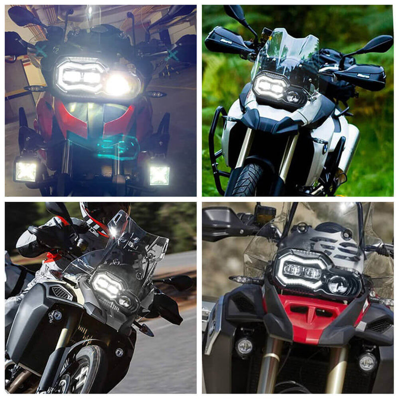 2006-2018 BMW F650GS F700GS F800GS LED Headlight Kit with Halo Ring High/Low Lighting Headlamp Daylight Running Light DRL - pazoma