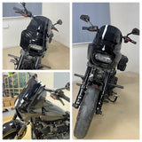 2018-2025 Harley Softail M8 Fat Bob 114 FXFB FXFBS Club Style Headlight Fairing w/11" Smoke Eye Shape Vented Windshield - pazoma