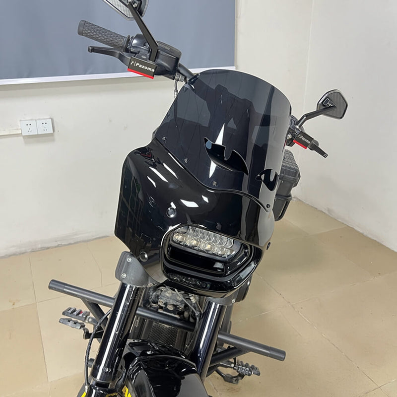 2018-2025 Harley Softail M8 Fat Bob 114 FXFB FXFBS Club Style Headlight Fairing w/11" Smoke Eye Shape Vented Windshield - pazoma