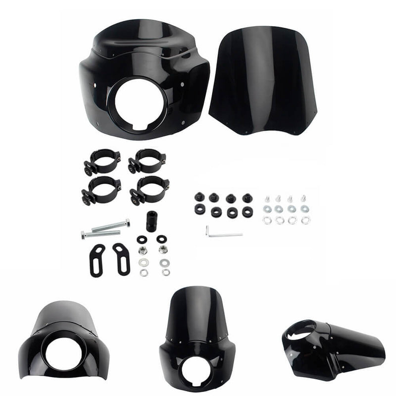 2020-2024 Harley M8 Softail Low Rider S 114 117 FXLRS Front Headlight Fairing w/15" 11" Windshield Headlight Relocation Block - pazoma