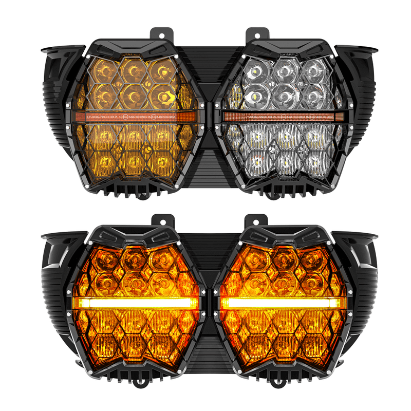 240W High Power Dual LED Headlight Projector Headlamp With DRL For Harley Road Glide ST CVO FLTR FLTRX FLTRU FLTRT 2015-2024