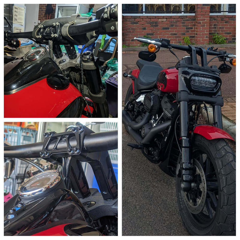 4"-14" Handlebar Riser Clamp Kit 1.5" Pullback For Harley 1-1/2" Tapered Fat Bars Softail Dyna FXFB FLHC FLSL FXLR FXBB FXLRS 18+