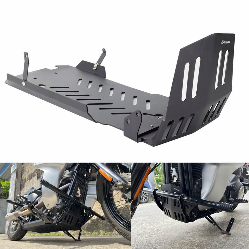 Aluminum Engine Guard Skid Plate Belly Pan Chassis Protection Cover For Harley Softail M8 Low Rider FXLR S ST FXBB FXST FXRST Crash Bar 2018-2023 - pazoma