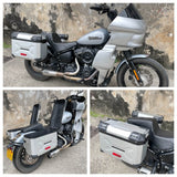 Pan America Style's Aluminum Side Top Cases Rear Luggage Tail Box W/Mount Bracket To Harley Street Bob FXBB Standard FXST 18-23 - pazoma