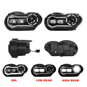 BMW R1200GS 2003-2012 R1200GS Adventure 2005-2013 E-Mark Approved LED Headlight Kit with Halo Ring High/Low Lighting Headlamp DRL - pazoma