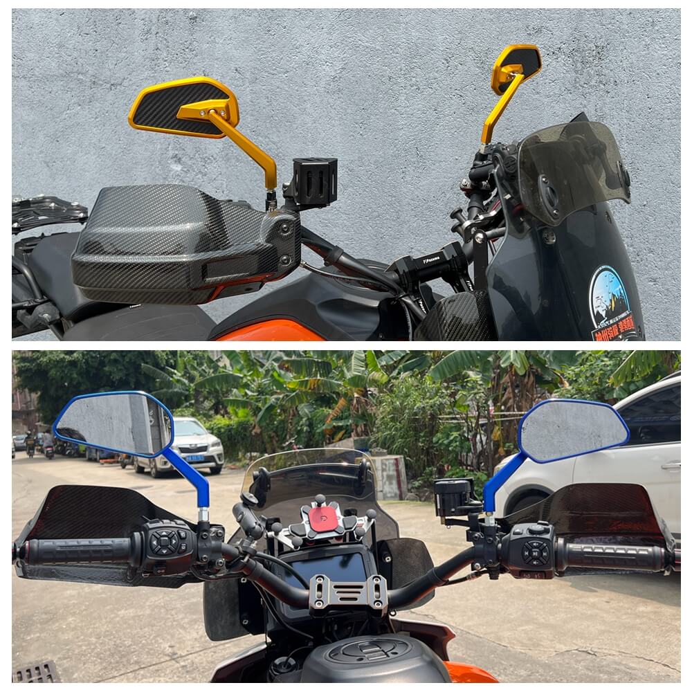 KEEPDSGN Gloss Black Blade Steady CNC Aluminum Custom Mirrors For Harley Cruiser Chopper