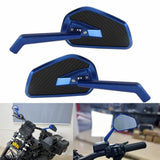 Club Style CNC Carbon Fiber Mirrors Rearview Side Mirror For Harley Street Road Glide Dyna Low Rider Super Glide Sportster XL T-Bars - pazoma