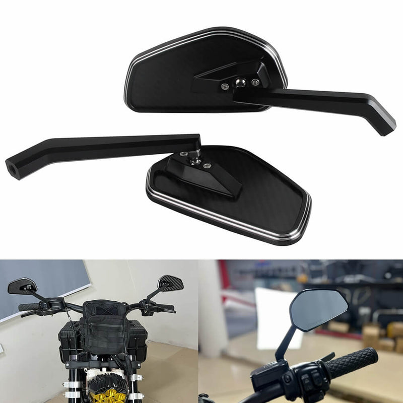 Club Style CNC Carbon Fiber Mirrors Rearview Side Mirror For Harley Street Road Glide Dyna Low Rider Super Glide Sportster XL T-Bars - pazoma