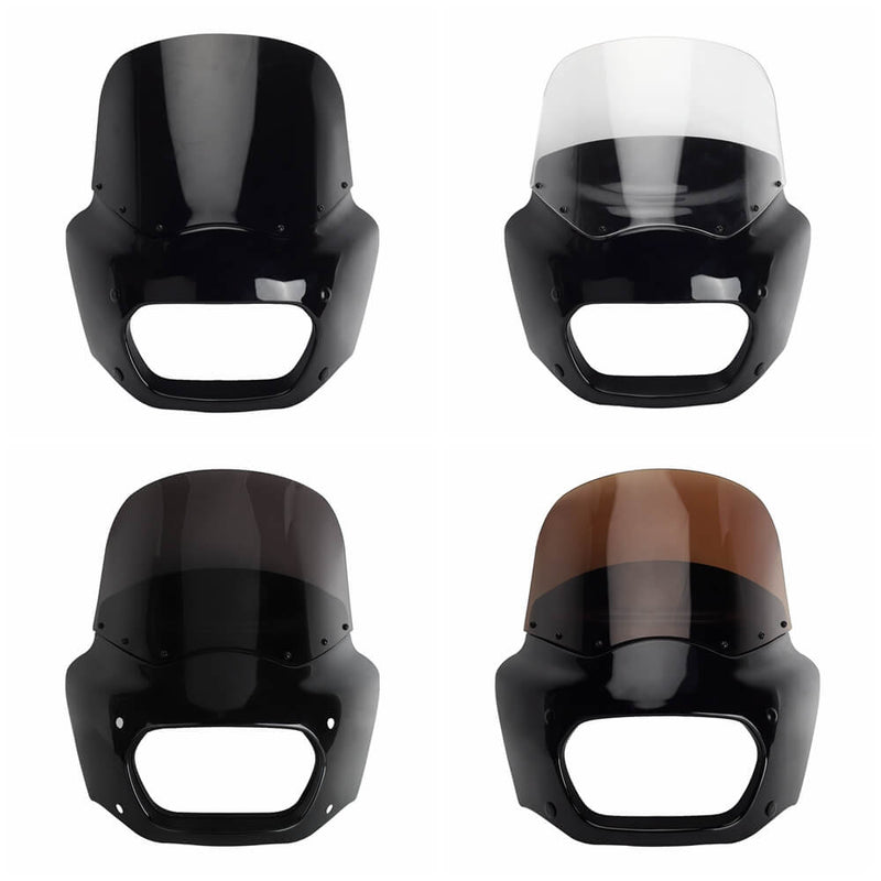 Club Style Front Headlight Fairing Lamp mask Cowl w/15" 11" Windshield For Harley Softail M8 Fat Bob 114 FXFB FXFBS 2018-2025 - pazoma