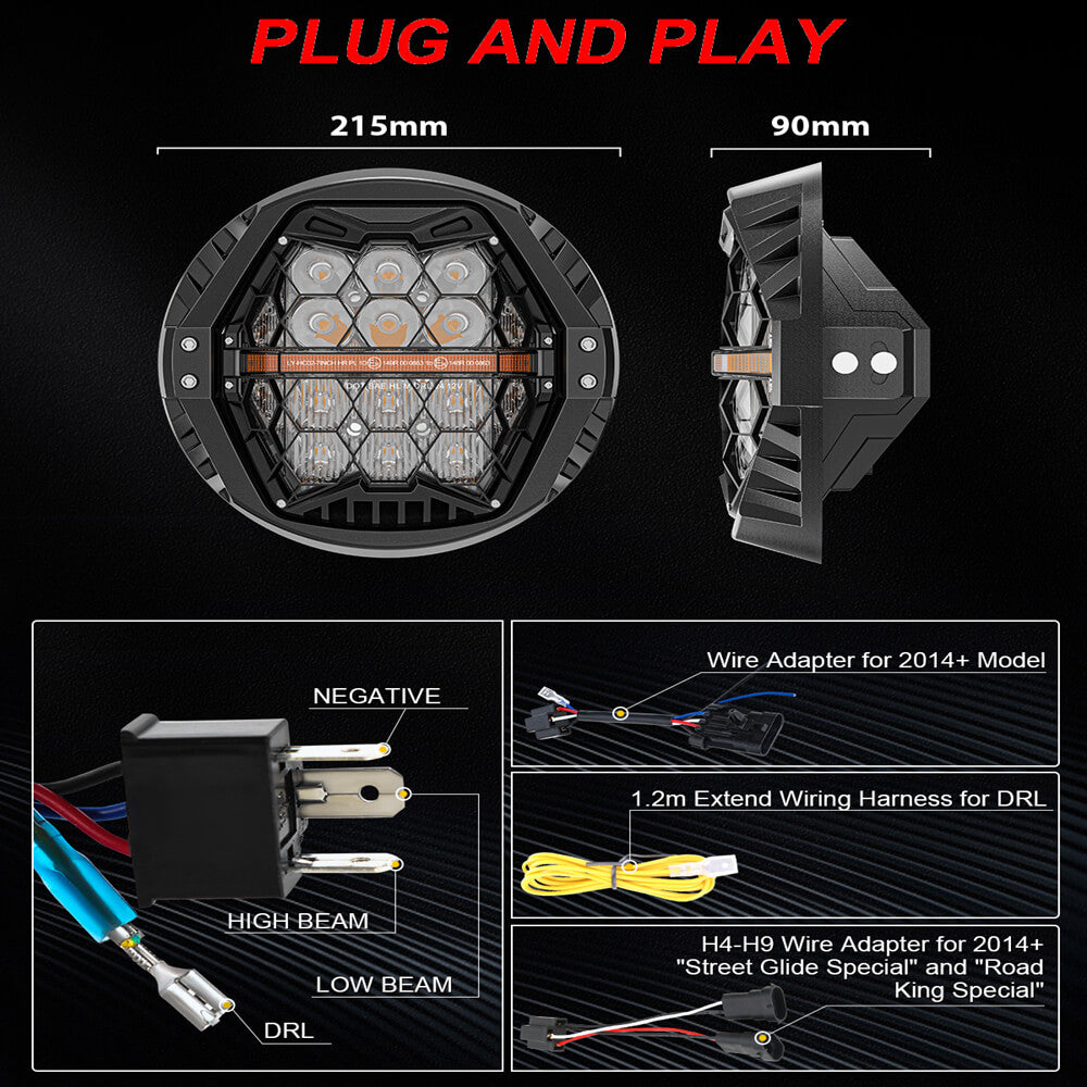 DOT Approved 120W 7'' LED Headlight For Harley Touring Road King Road Glide Street Glide Electra Glide Ultra Limited Trike Heritage Softail Fat Boy