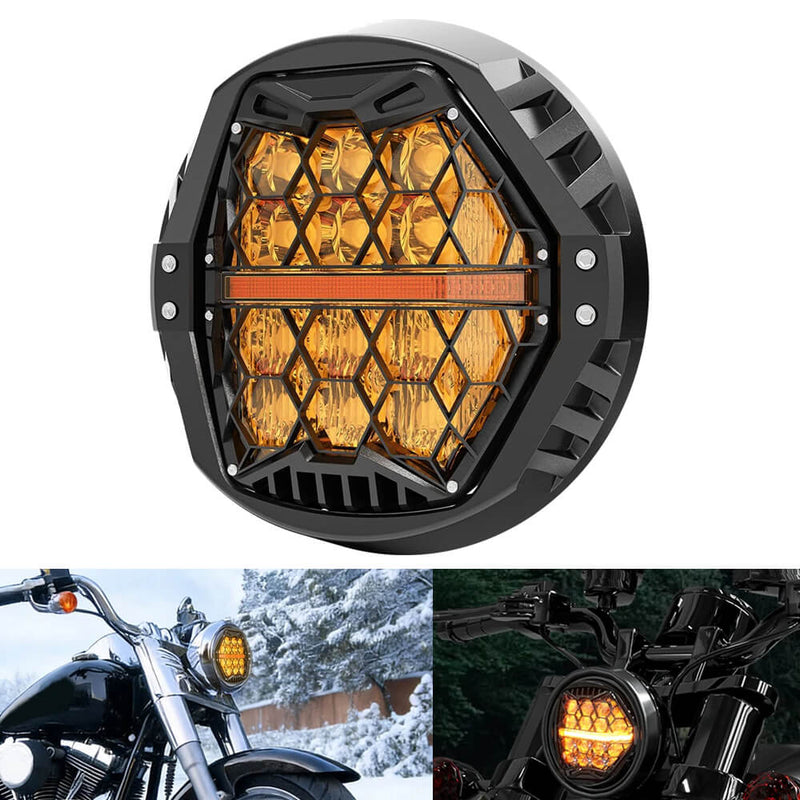 DOT Approved 5-3/4" 5.75 Inch LED Headlight For Harley Dyna Street Bob Super Wide Glide Low Rider Night Rod Train Softail Deuce Sportster 883 - pazoma