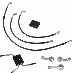 27" Front Extended Length Upper Lower Brake Line w/ABS For Harley Softail Low Rider ST S FXLRST Fat Bob FXFB FXDRS 14-15" Handlebar