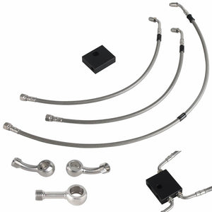 27" Front Extended Length Upper Lower Brake Line w/ABS For Harley Softail Low Rider ST S FXLRST Fat Bob FXFB FXDRS 14-15" Handlebar