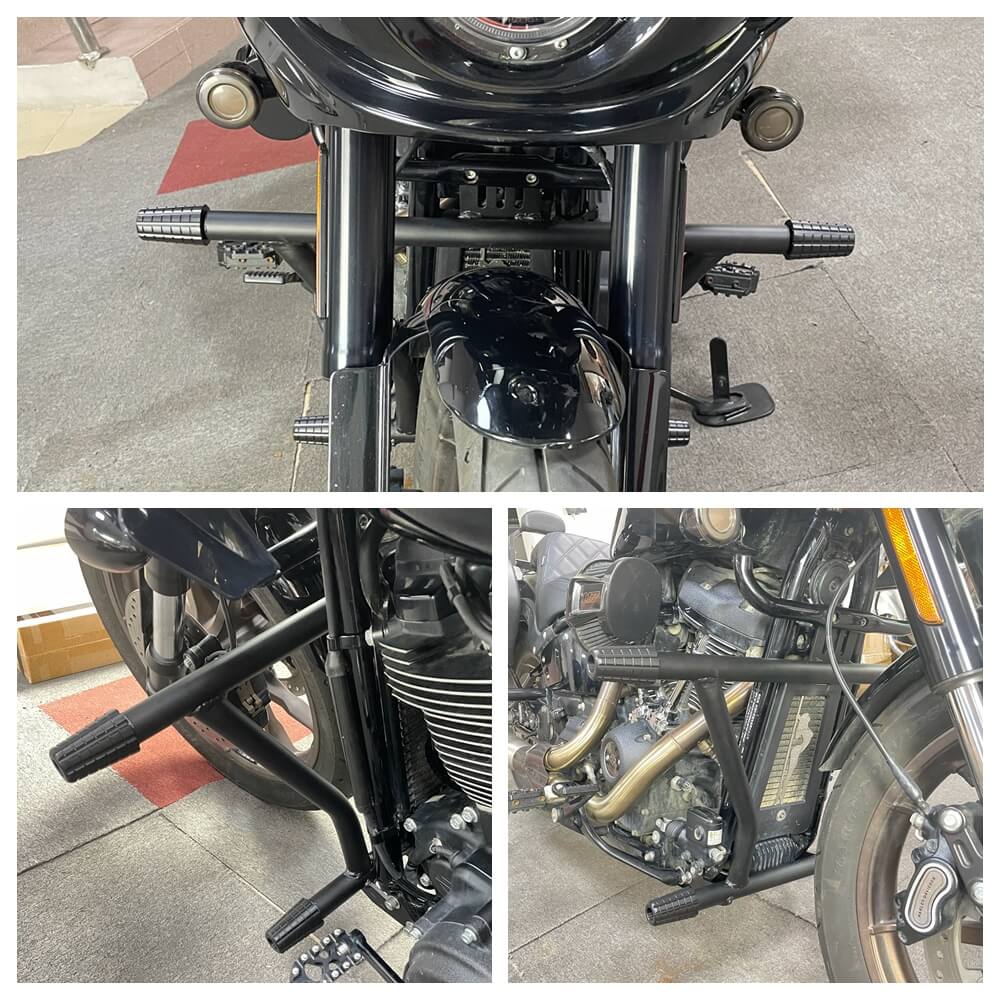 TCMT Vivid Black Front Engine Guard Crash Bar For Harley Low Rider FXLRS/FXLRST 2022-2023