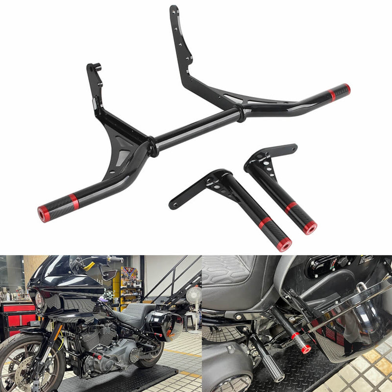 Front Highway Engine Guard Crash Bar Rear Saddlebag Guards Frame Slider For Harley Softail Low Rider ST 117 FXLRST 2022-2025 - pazoma