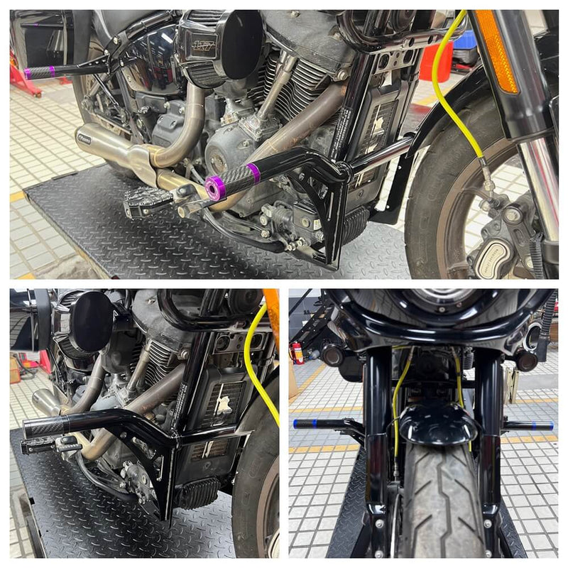 Front Highway Engine Guard Crash Bar Rear Saddlebag Guards Frame Slider For Harley Softail Low Rider ST 117 FXLRST 2022-2025 - pazoma