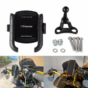 Handlebar Phone Carrier Mount Holder One-Touch Quick Lock Stand Support 360 Rotation Bracket For Harley Dyna Softail Touring Trike - pazoma
