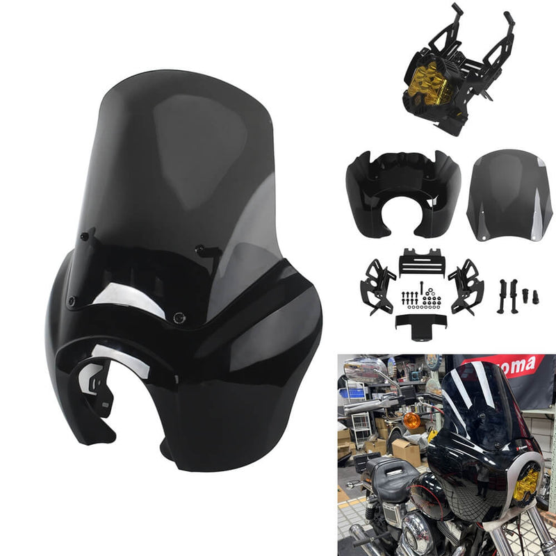 Harley Dyna Low Rider Street Bob Fat Bob FXR T-Sport Front Fairing w/Baja Designs LP6 LED Light Bracket Mount Kit