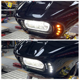 Harley Dyna Low Rider Street Bob Super Glide Club Style Headlight Shark Fairing Front Mask w/LED Headlamp DRL Turn Signal Kit