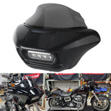 Harley Dyna Low Rider Street Bob Super Glide Club Style Headlight Shark Fairing Front Mask w/LED Headlamp DRL Turn Signal Kit