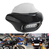 Harley Dyna Low Rider Street Bob Super Glide Club Style Headlight Shark Fairing Front Mask w/LED Headlamp DRL Turn Signal Kit
